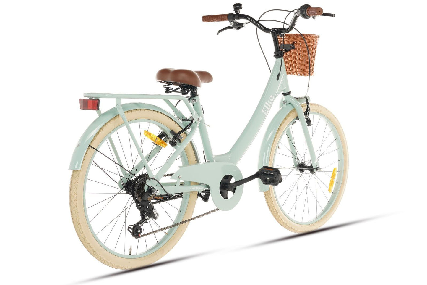 Elite Mädchenfahrrad 22 Zoll - 7 Gänge - Grün + Korb