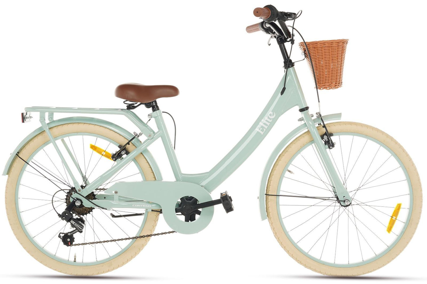 Elite Mädchenfahrrad 22 Zoll - 7 Gänge - Grün + Korb