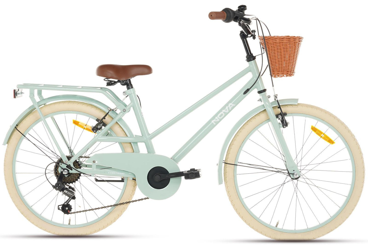 Nova Girls' Bike 22 inch - 7 Gears - Green + Basket