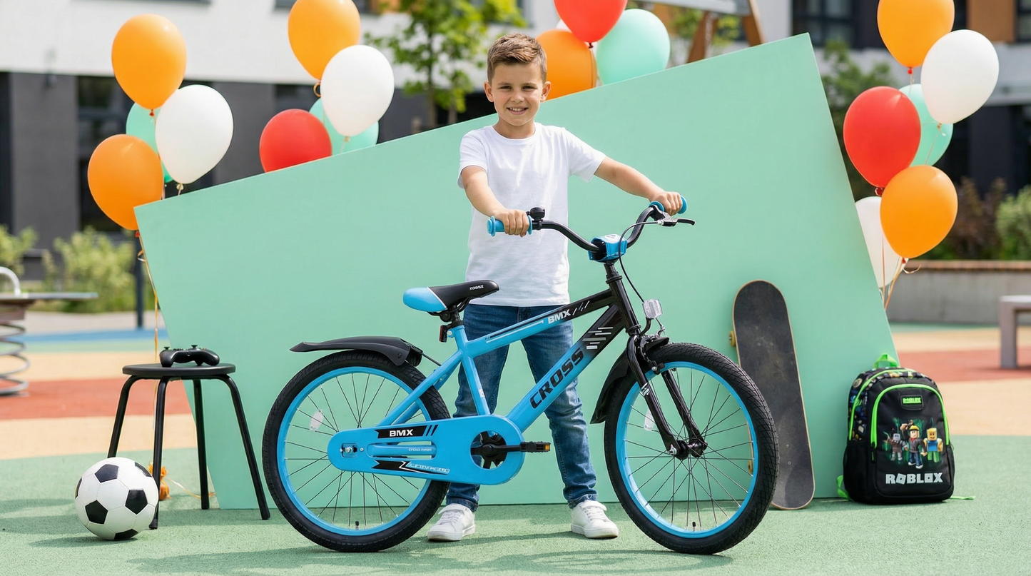 BMX Cross Jungenfahrrad Blau 22 Zoll