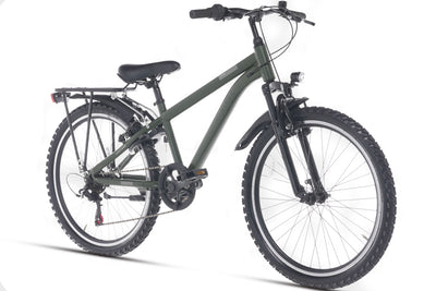 Ranger Plus 7-Gang-Jungenfahrrad, 24 Zoll, Armeegrün