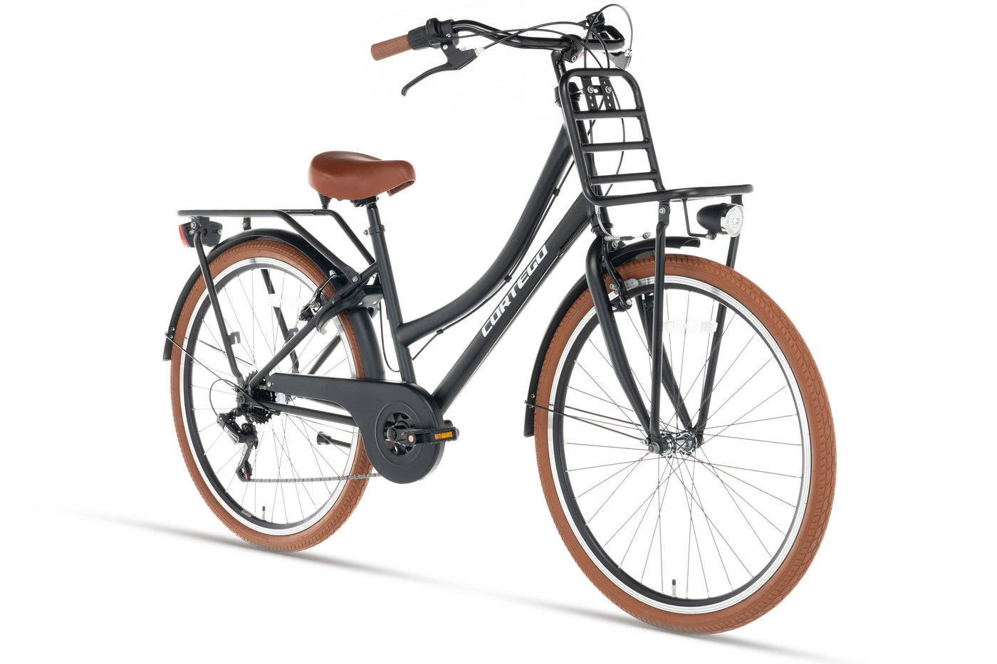 Transporter Mädchenfahrrad 24 Zoll - 7 Gänge - Mattschwarz