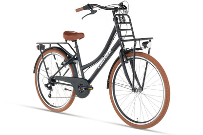 Transporter Mädchenfahrrad 24 Zoll - 7 Gänge - Mattschwarz