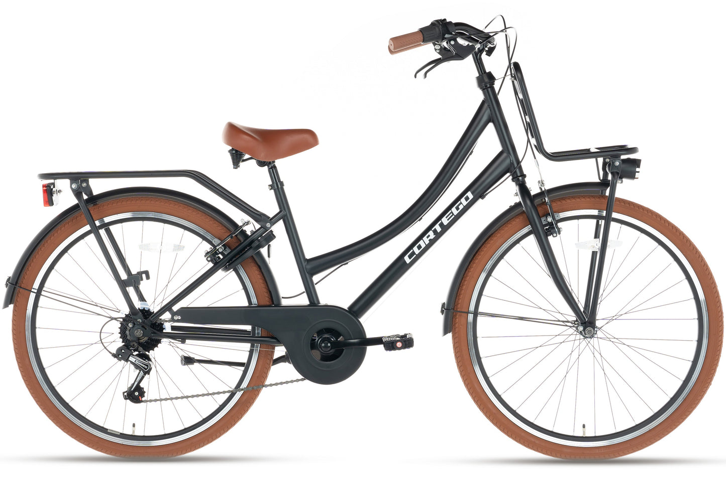 Transporter Mädchenfahrrad 24 Zoll - 7 Gänge - Mattschwarz