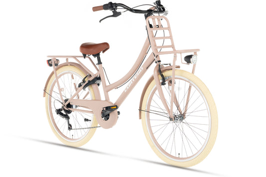 Transporter Mädchenfahrrad 22 Zoll - 7 Gänge - Lachs