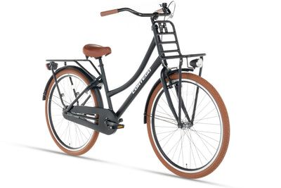 Transporter Mädchenfahrrad 24 Zoll Mattschwarz