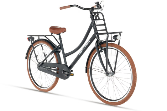 Transporter Mädchenfahrrad 24 Zoll Mattschwarz